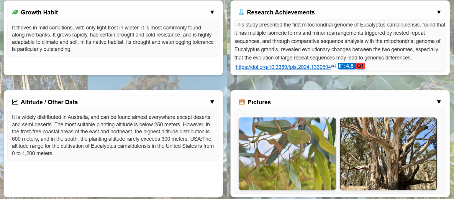 Eucalyptus morphological feature images
