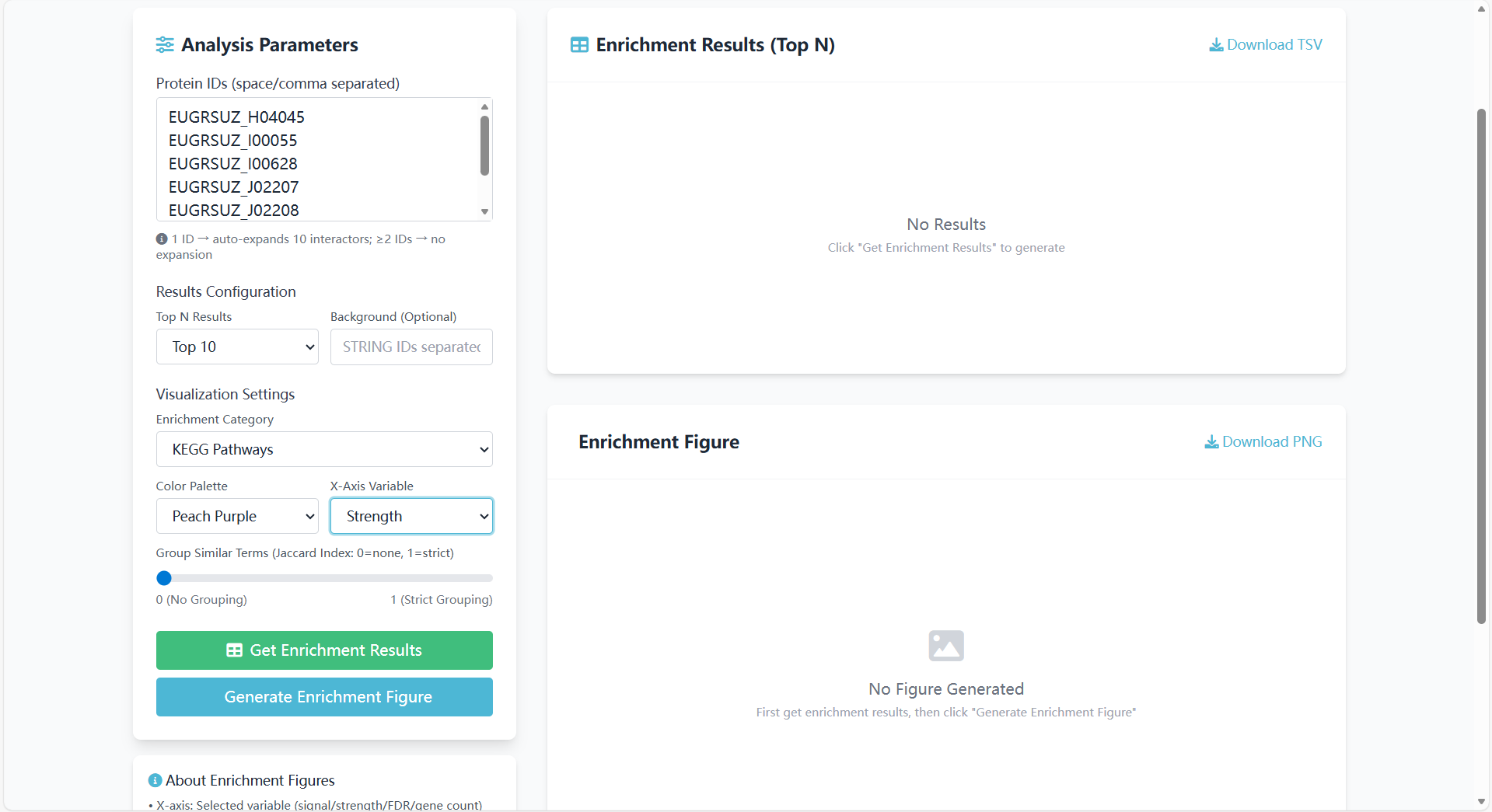 Screenshot of similar terms grouping interface for GO/KEGG enrichment analysis