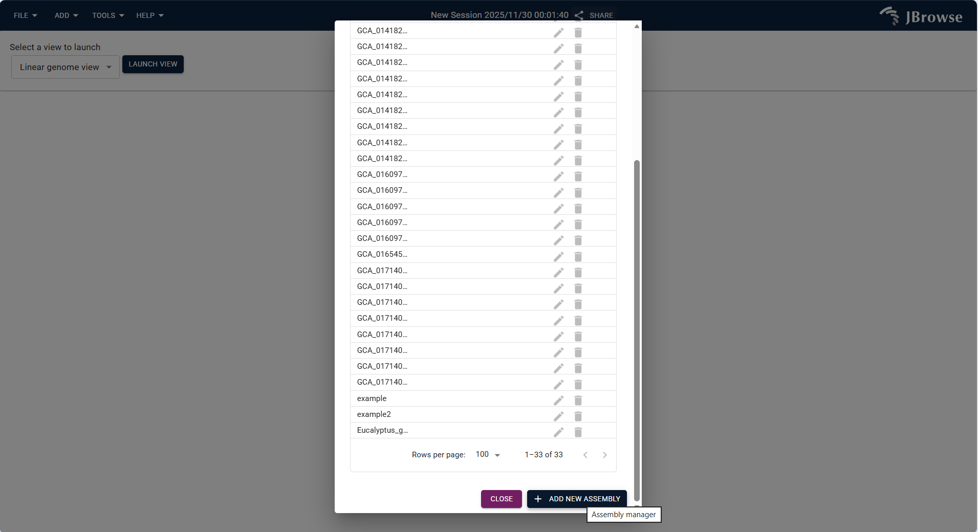 Screenshot of accessing Assembly Manager via TOOLS Menu
