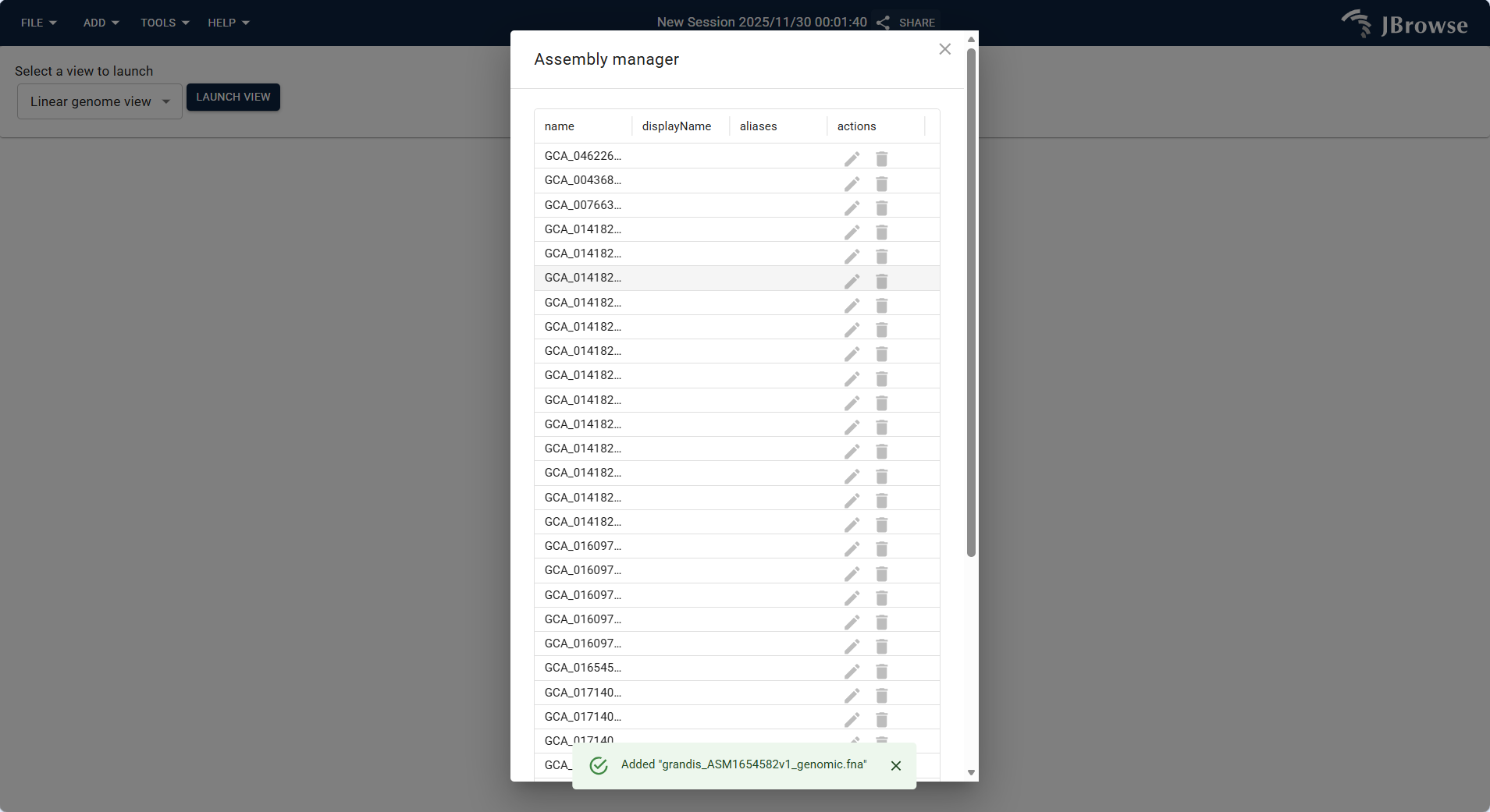 Screenshot of accessing Assembly Manager via TOOLS Menu