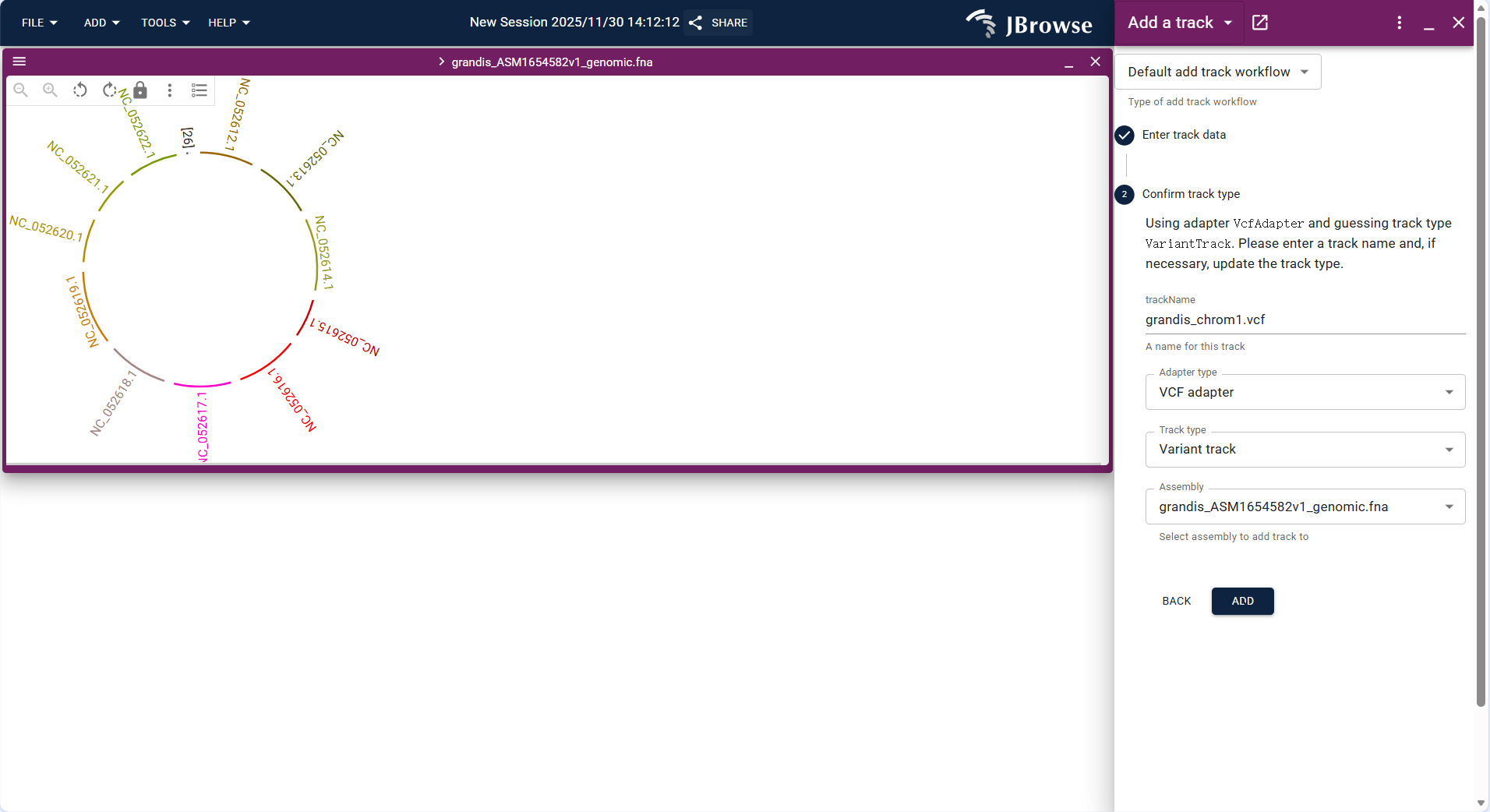 Screenshot of Circular View with overlaid Reference sequence, Feature, and GC Content tracks