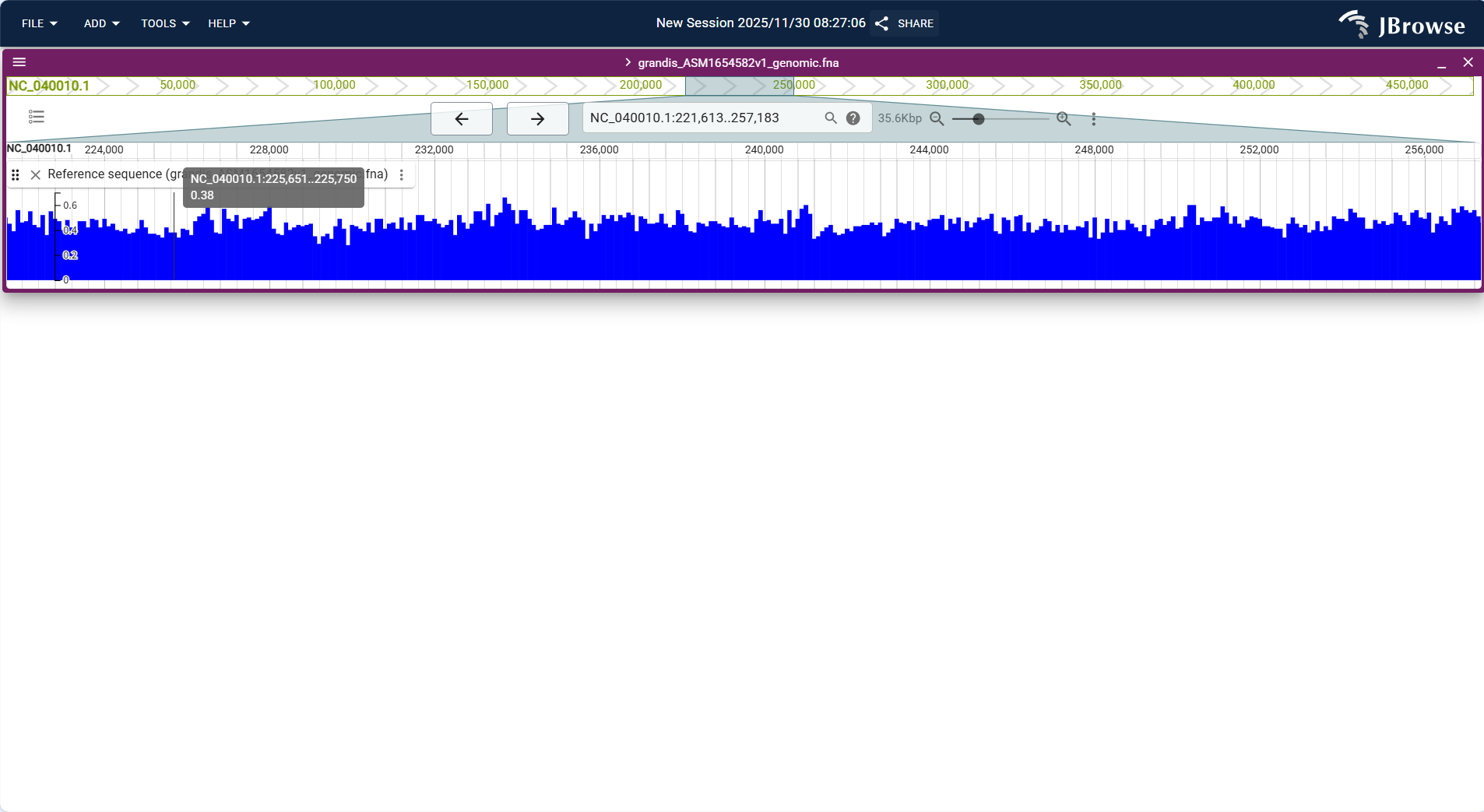 Screenshot of igv linear result1