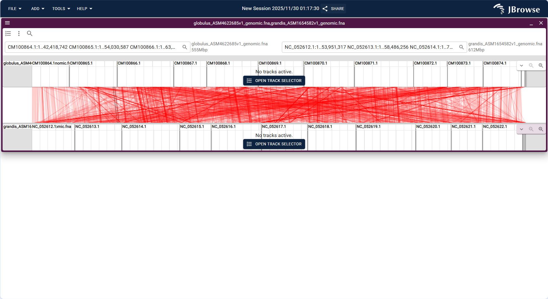 Screenshot of Linear Synteny View with SyntenyTrack