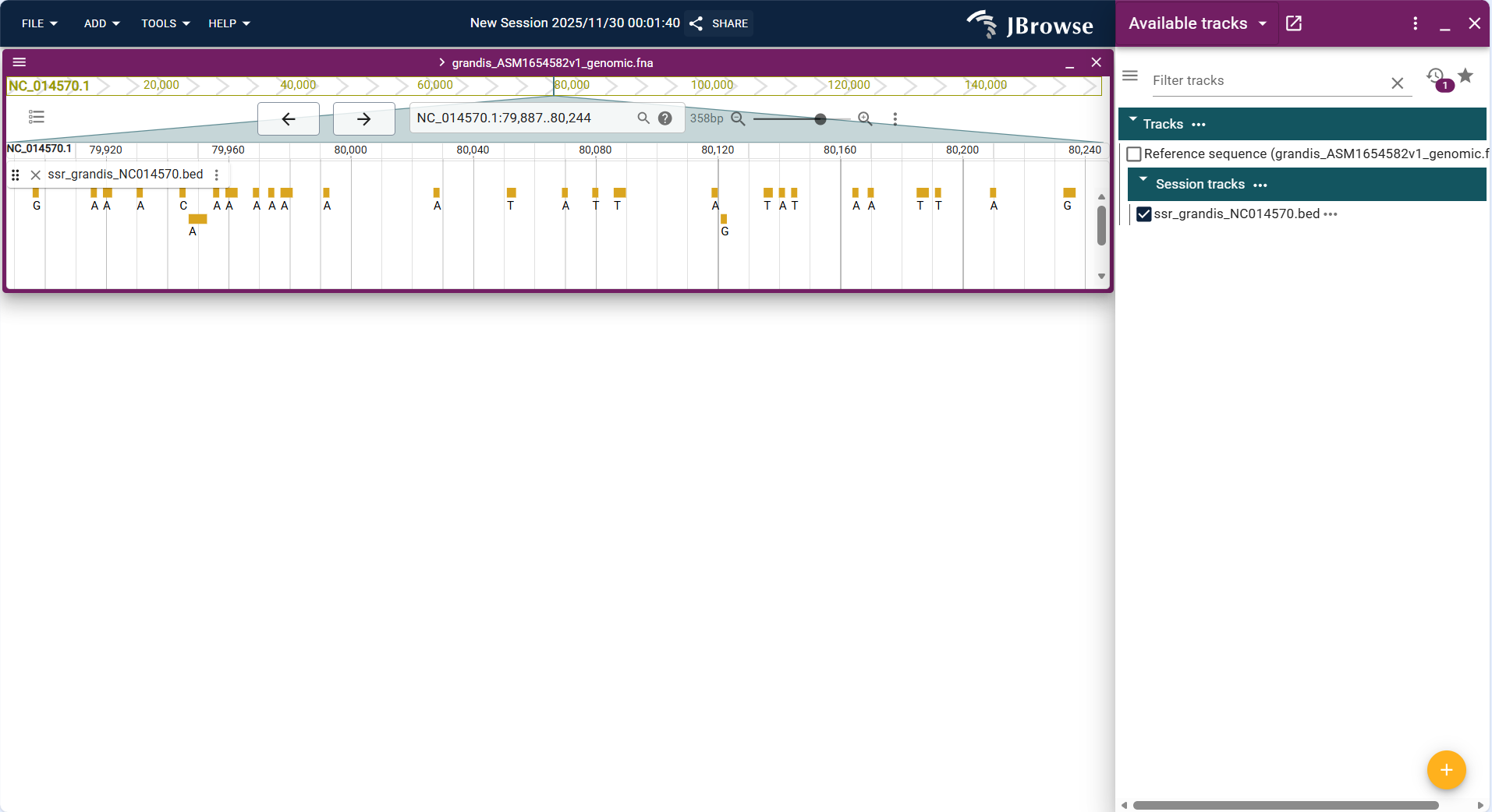 Screenshot of Linear Genome View with multiple overlaid tracks