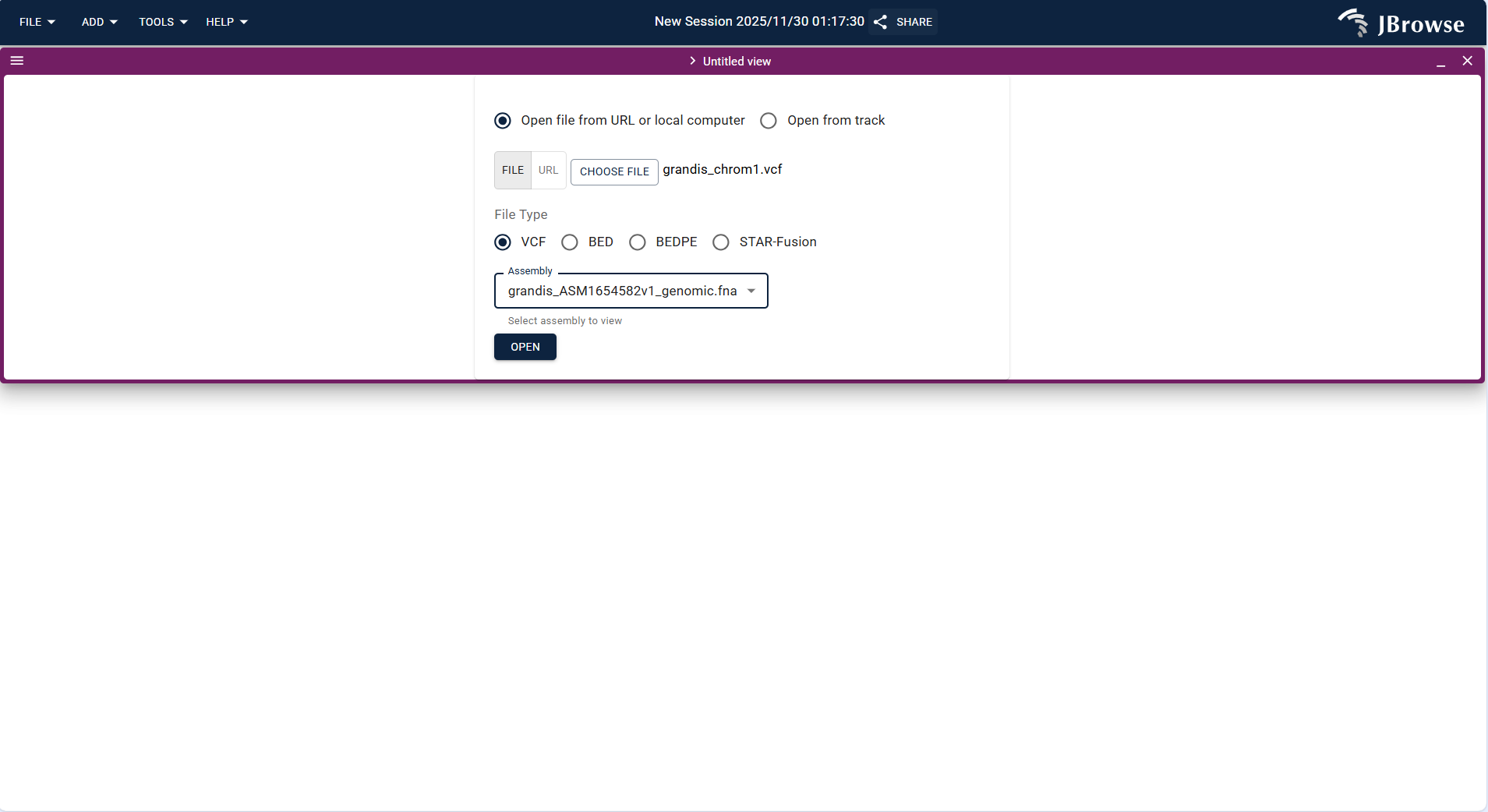 Screenshot of Spreadsheet View showing Variant Track data